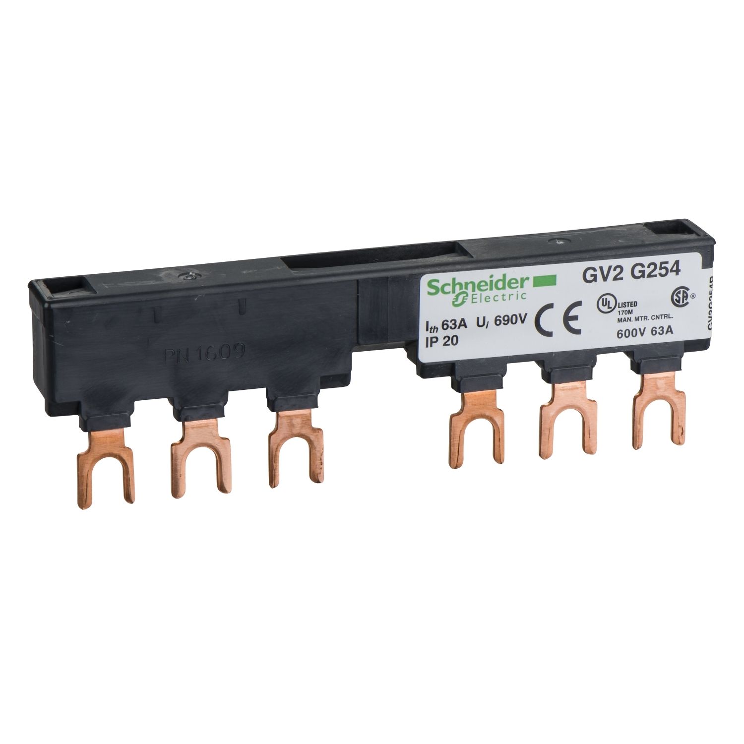 GV2G254 | Schneider 3 Kutup 63A 54mm Besleme Barası - 2 adet GV2 İçin Comb Busbar - Tarak Bara