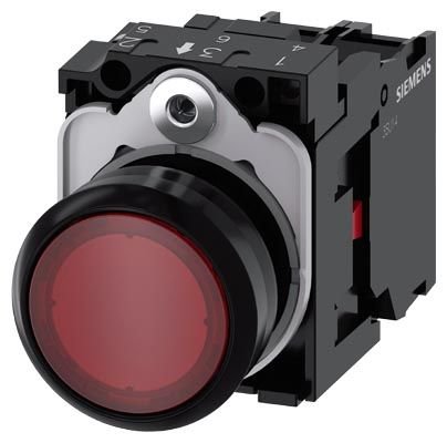 3SU1102-0AB20-1CA0 | Siemens Sirius ACT Plastik Kırmızı Komple ışıklı Yay Dönüşlü Butonlar 24 AC/DC 1NC