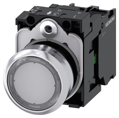 3SU1156-0AB70-1BA0 | Siemens Sirius ACT Metal Komple Işıklı Yay Dönüşlü Butonlar Renksiz 230 AC 1NO