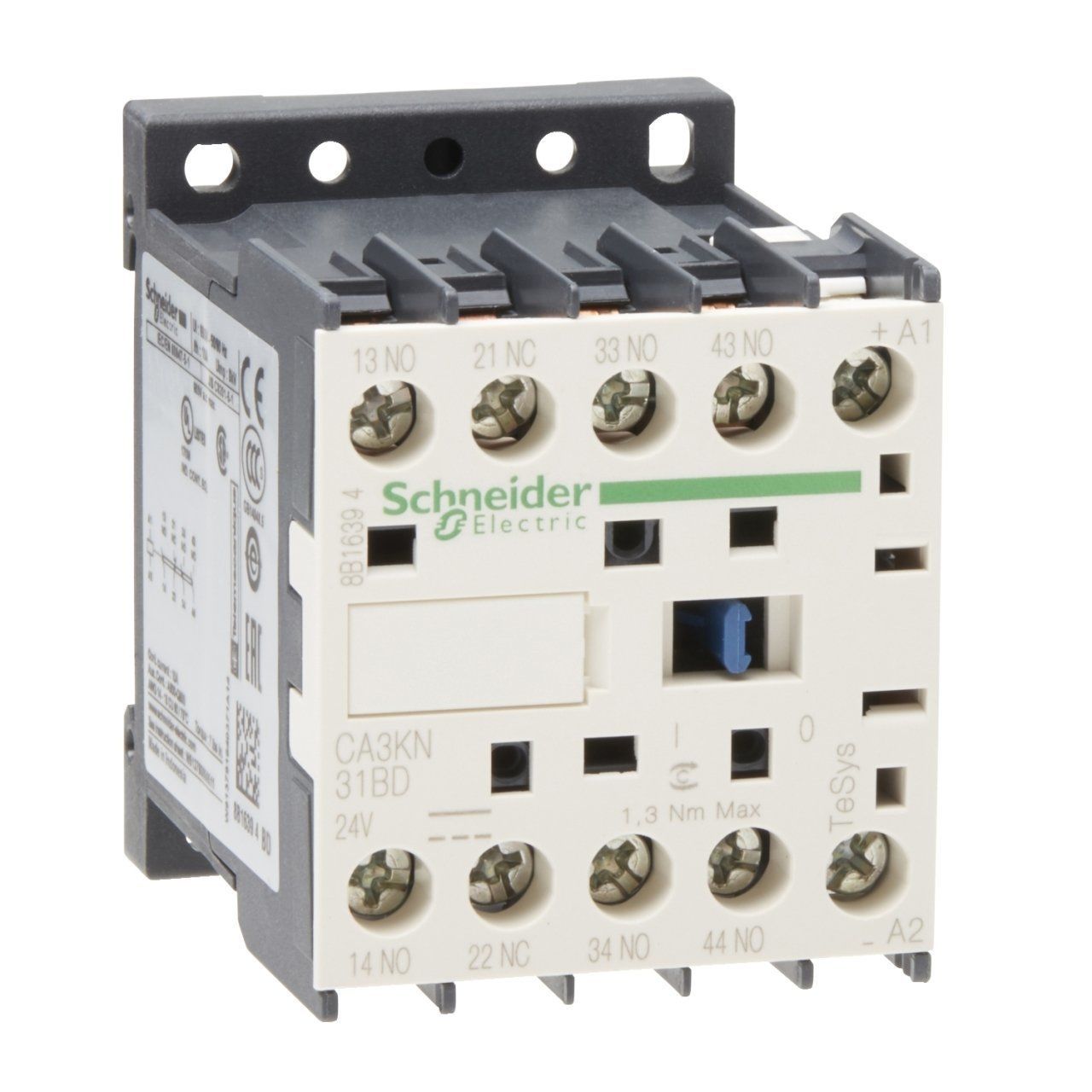 CA3KN31BD | Schneider TeSys K Serisi İçin Yardımcı Kontaktör - 3NA+1NK- 24 VDC Bobin