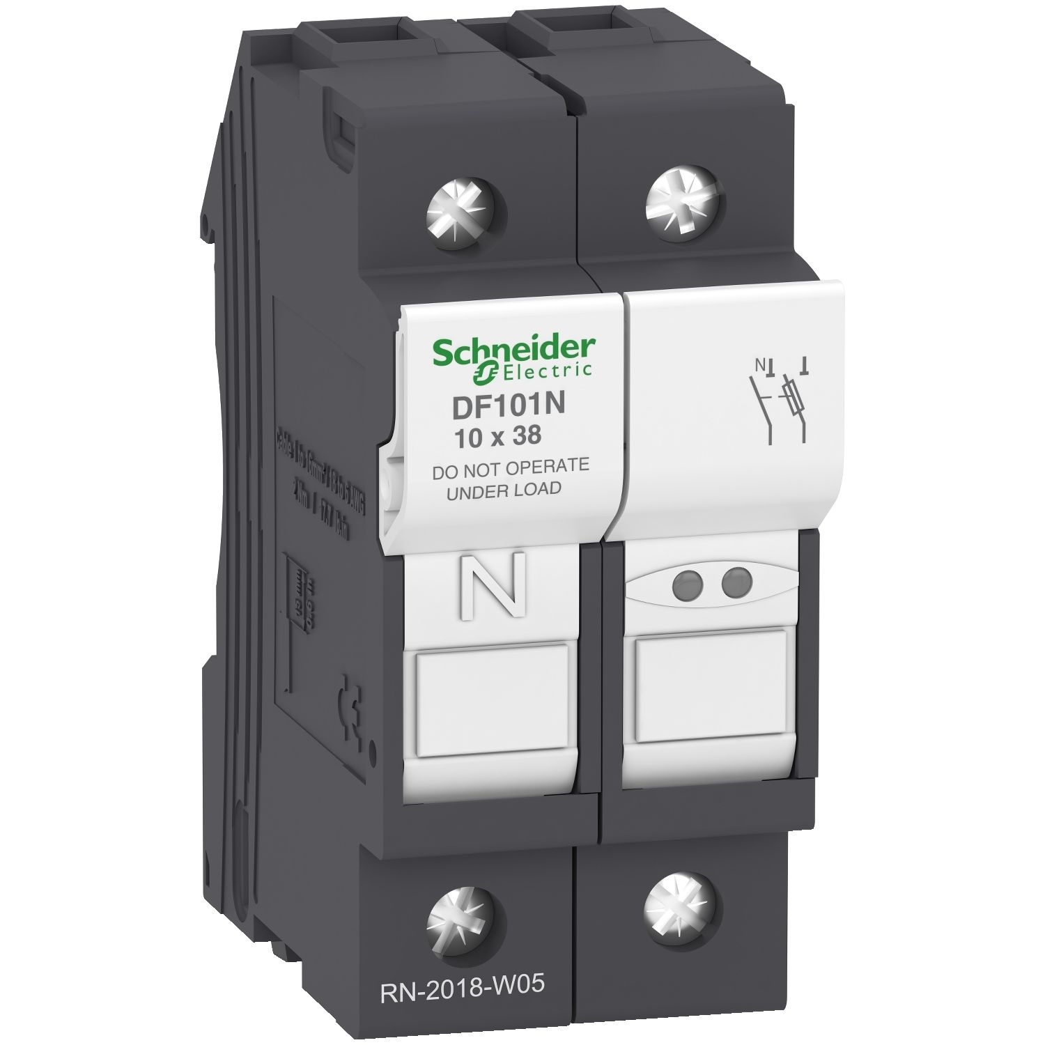 DF101N | Schneider 1P+N 32A Kartuş Sigorta Yuvası - 10x38 mm Sigorta İçin