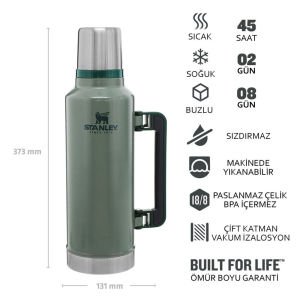 Stanley Klasik Paslanmaz Çelik Termos 1.9 LT - 2QT Yeşil