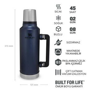 Stanley Klasik Paslanmaz Çelik Termos 1.9 LT - 2QT Lacivert