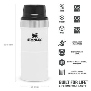 STANLEY TRİGGER-ACTİON SEYAHAT BARDAĞI, TERMOS 0.35 LT BEYAZ