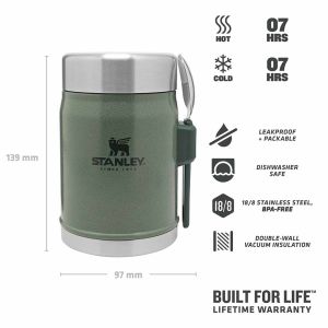Stanley Klasik Paslanmaz Çelik Yemek Termosu Kaşıklı 0,40 LT Yeşil
