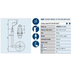 Winterhoff 150 kg Krikolu Ön Destek Tekeri 48mm Kilo Ölçerli