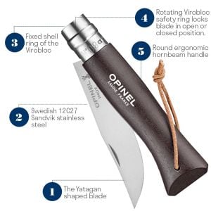 Opinel Inox Trekking 8 No Paslanmaz  Çelik Çakı (Kahvrengi)