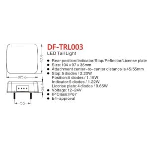Römork ve Karavan Led Stop Lambası 12 Volt Kare Tip