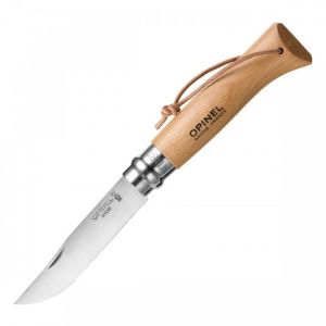 Opinel Inox 8 No Ahşap Deri Askılı Paslanmaz Çelik Çakı