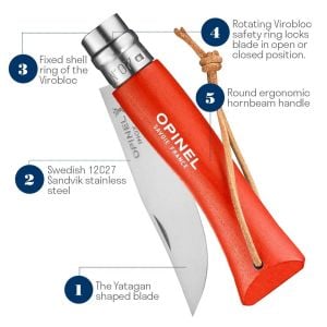 Opinel Inox Trekking 7 No Paslanmaz  Çelik Çakı (Turuncu)