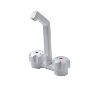 Karavan Deluxe Beyaz Plastik Sıcak/Soğuk Su Katlanır Musluk Micro-Switch