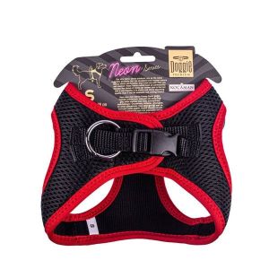 Doggie Havalı Dokuma Neon Küçük Irk Köpek Göğüs Tasması Small Kırmızı 32-38 Cm