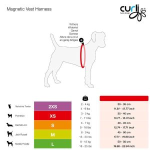 Curli Magnetic Vest Köpek Göğüs Tasması Siyah Xxsmall 30-35 Cm