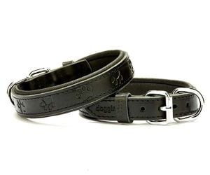 Doggie Comfort Deri Pati Desenli Köpek Boyun Tasması Medium Siyah 2.5x37-45 Cm