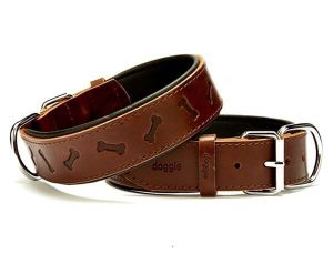 Doggie Comfort Deri Kemik Desenli Köpek Boyun Tasması Small Kahverengi 4x47-55 Cm
