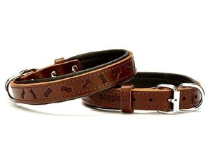 Doggie Comfort Deri Kemik Desenli Köpek Boyun Tasması Small Kahverengi 2x30-35 Cm