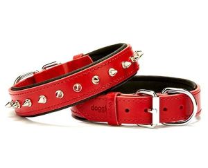 Doggie Comfort Deri Çivili Köpek Boyun Tasması Medium Kırmızı 3x42-50 Cm