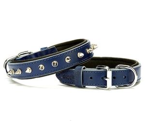 Doggie Comfort Deri Çivili Köpek Boyun Tasması Medium Mavi 2.5x37-45 Cm