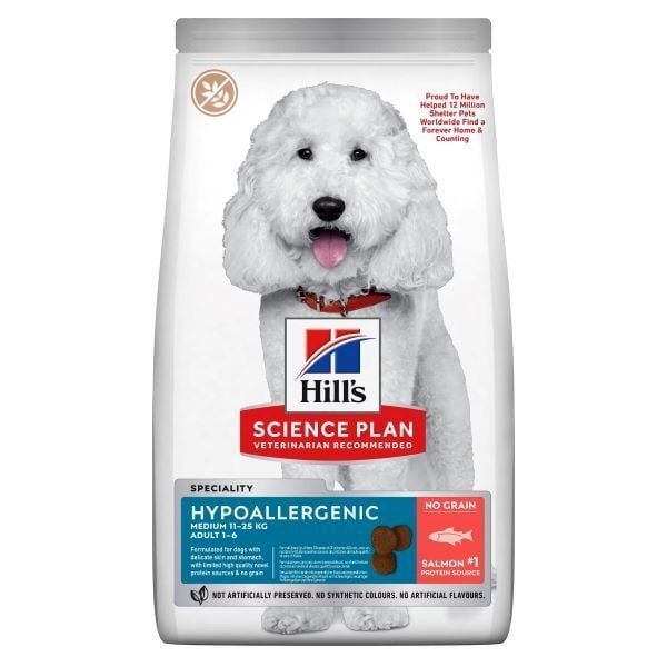 Hill's Science Plan Hypoallergenic Somonlu Orta Irk Yetişkin Tahılsız Köpek Maması 12 Kg