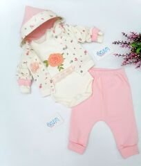 Gül Nakışlı 3'lü Bebek Takım