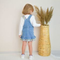 Minik Çilek Denim Salopet Elbise