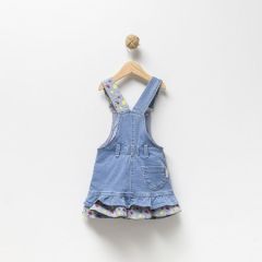 Minik Çilek Denim Salopet Elbise