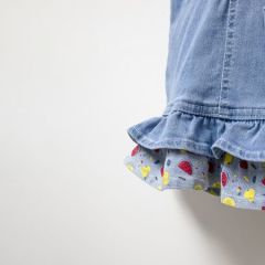 Minik Çilek Denim Salopet Elbise