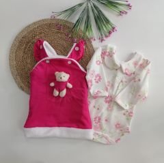 Pembe Bebek Salopet Elbise