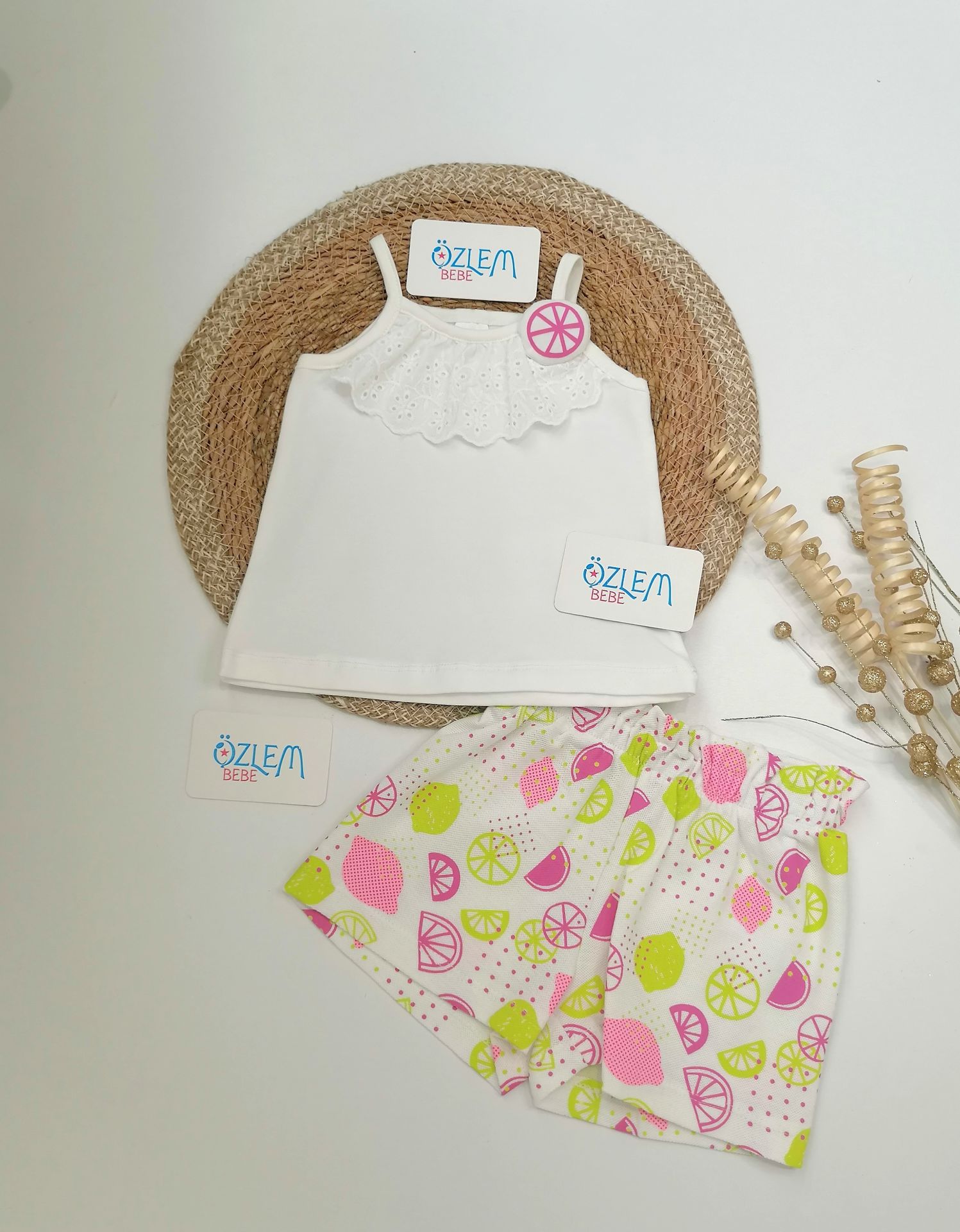 Sarı-Pembe Limon Şortlu Takım