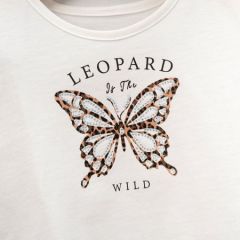 Kelebek Taş Baskı Leopar Elbise 2'li Takım