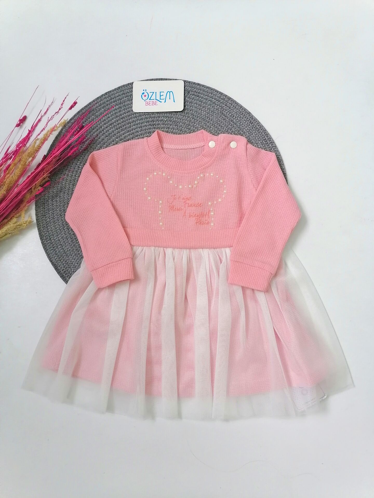 Etekleri Tül Somon Bebek Elbisesi