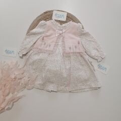 Cepkenli  Bebe Yakalı Nakışlı Pembe Elbise
