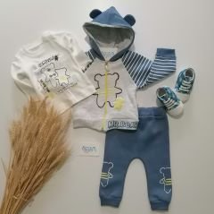 Mr. Bear Mavi Ceketli 3'lü Takım