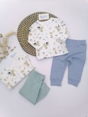 Şirin Zebra Figürlü Mavi Pijama Takım