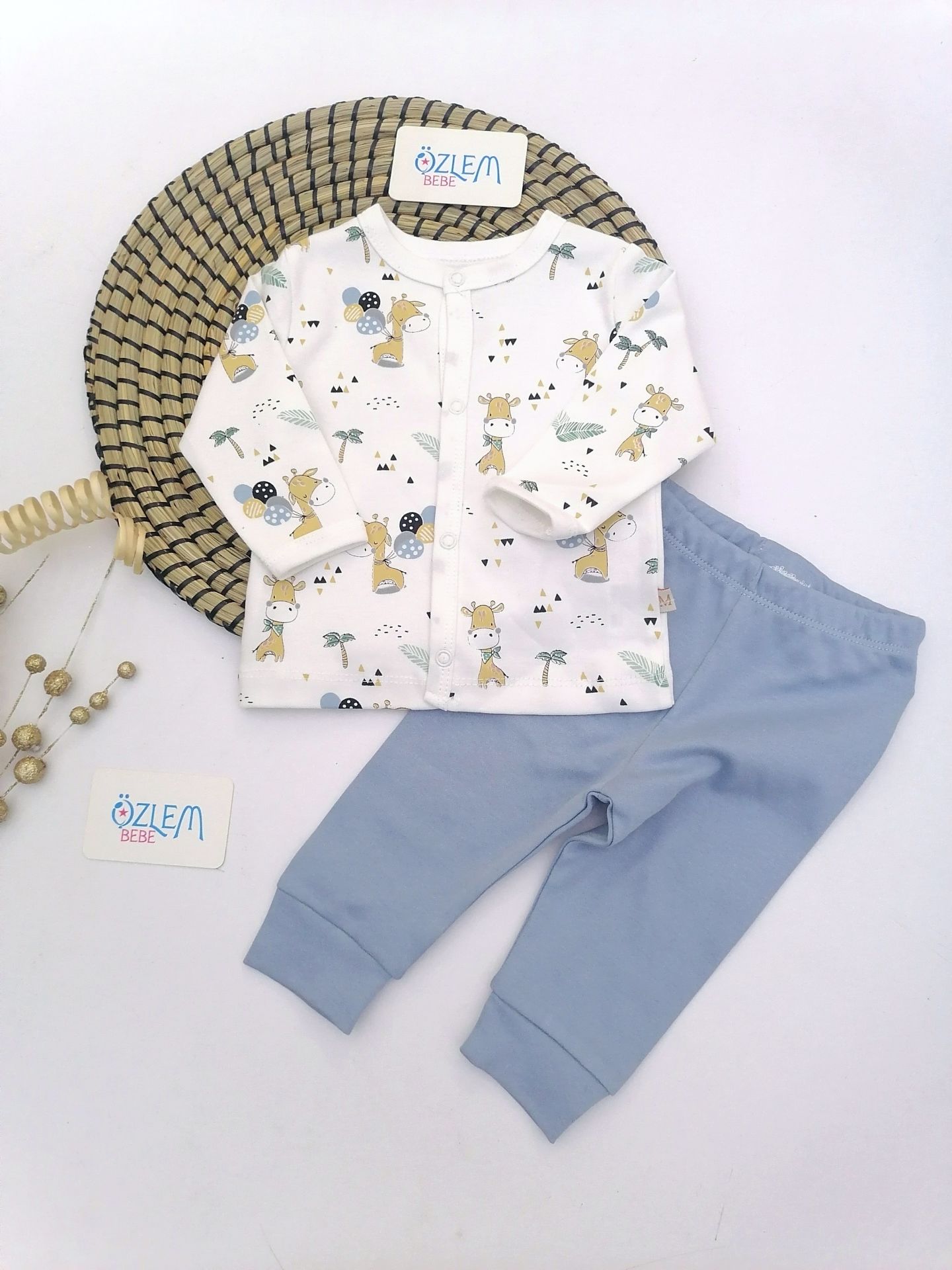 Şirin Zebra Figürlü Mavi Pijama Takım