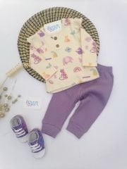 Neşeli Hayvanlar Mor Pijama Takım
