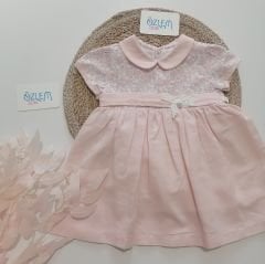 Bebe Yaka Kemerli Pembe Elbise