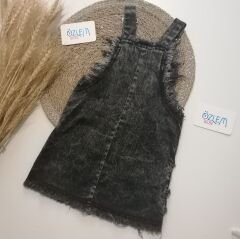 Askılı Gri Denim Elbise