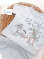 Sea You Palmiye Desen Şortlu 2'li Takım
