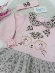 Şirin Kedi Leopar Pembe Elbise