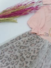 Şirin Kedi Leopar Somon Elbise