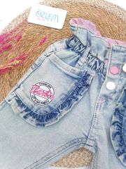 Fırfır Cep Beli Büzgülü Kot Pantolon