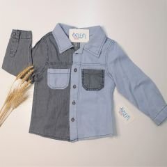 Denim Çapraz Renk Erkek Gömlek