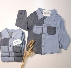 Denim Çapraz Renk Erkek Gömlek