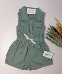 Yeşil Renk Denim Tulum