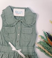 Yeşil Renk Denim Tulum