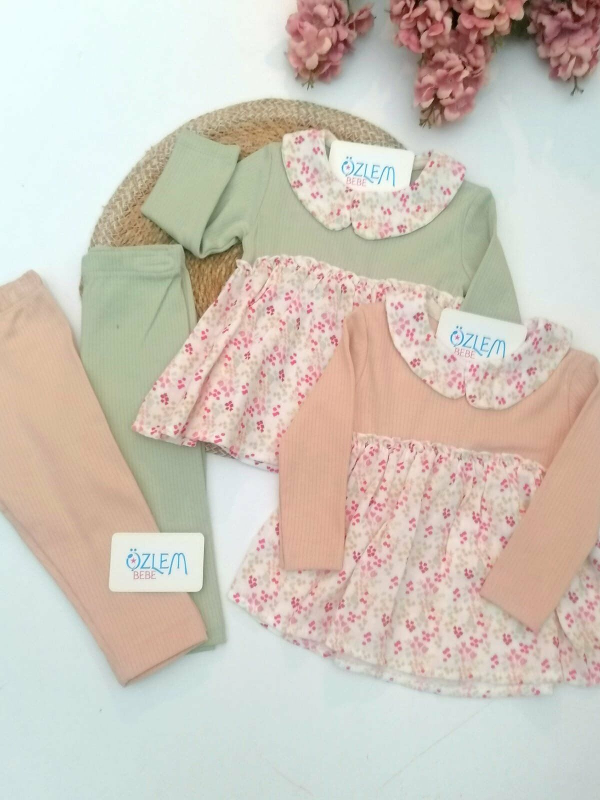 Çiçek Müslin Bebe Yaka Robalı 2'li Takım