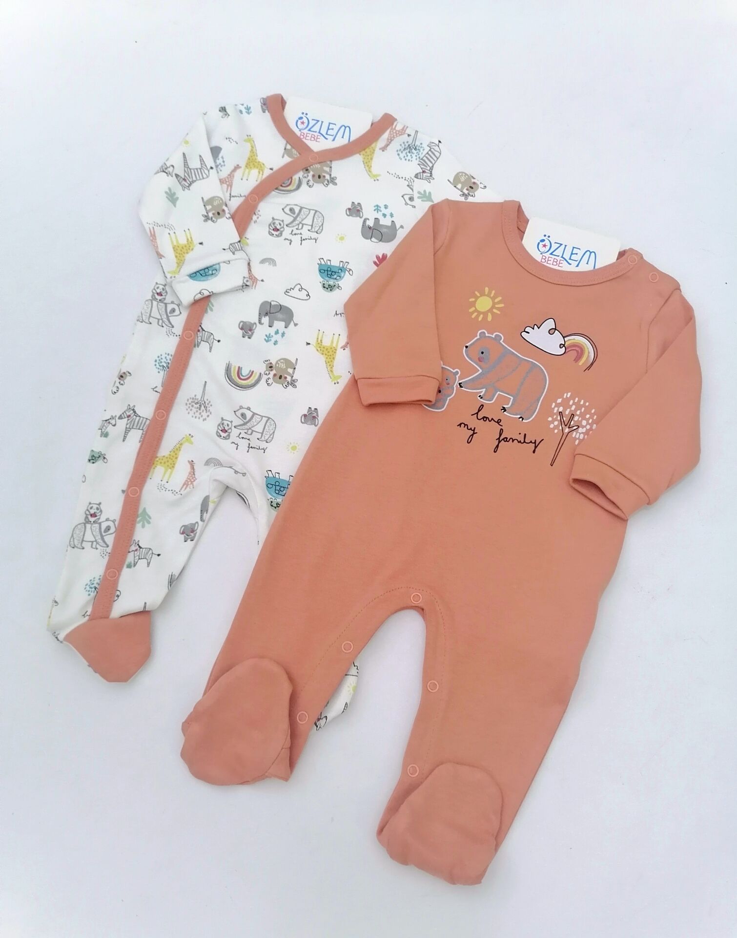 Anne ve Yavrular Kiremit 2'li Bebek Tulum