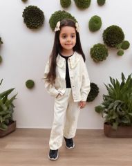Oyma Yaka Ceketli Denim 2'li Takım