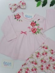 Gül Desenli Pembe Bebek Takım